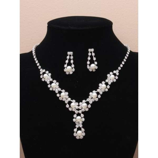 Crystal Necklace Earring Set - Asian Party Wear