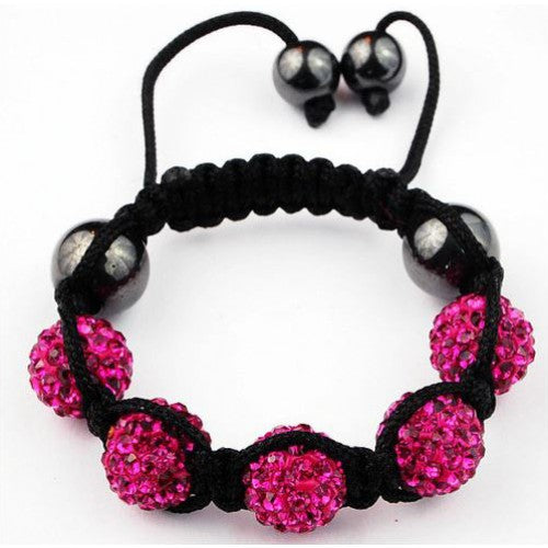 DARK PINK CHILDREN CRYSTAL BALL BRACELET - Asian Party Wear