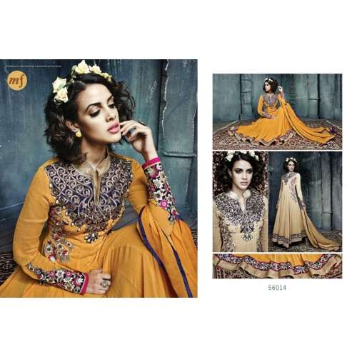 Dark Yellow Stunning Hariette Anarkali Salwar Suit 56014 - Asian Party Wear