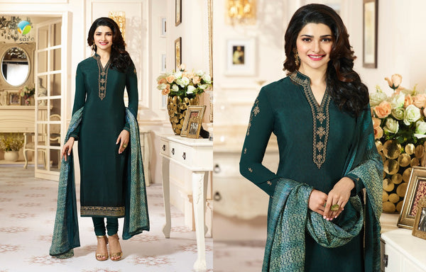 Teal Royal Kaseesh Crepe Silkina Designer Salwar Suit - Asian Party Wear