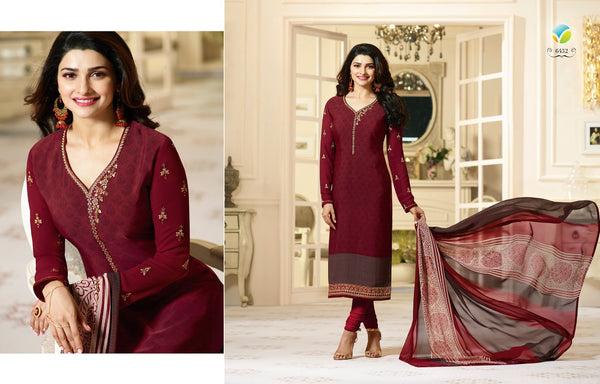 Maroon Royal Kaseesh Crepe Silkina Designer Salwar Suit - Asian Party Wear