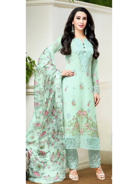Sea Green Pakistani Designer Salwar Kameez Embroidered Suit - Asian Party Wear