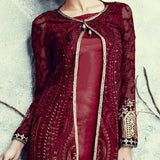 SJ4009 MAROON SAJAWAT GEORGETTE SALWAR KAMEEZ - Asian Party Wear
