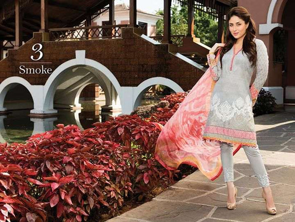 Grey Pakistani Designer Brand Lawn Suit Summer Salwar Kameez - Asian Party Wear