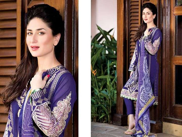Purple Lawn Suit Pakistani Designer Dress - Asian Party Wear