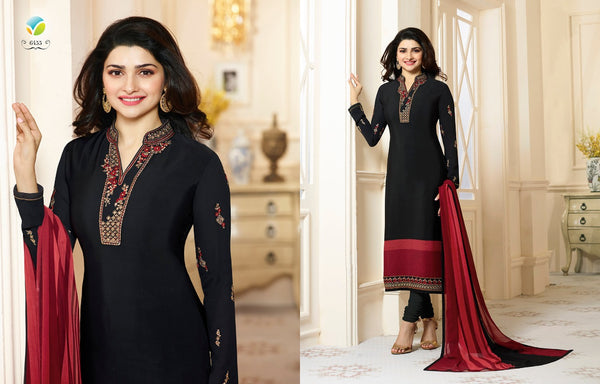 Black Royal Kaseesh Crepe Silkina Designer Salwar Suit - Asian Party Wear