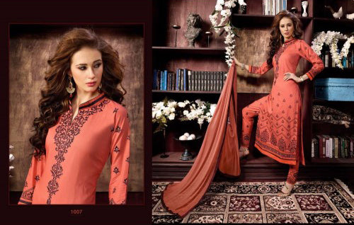 KIYAZA PENTAHOUSE PEACH PURE COTTON SALWAR KAMEEZ SUIT - Asian Party Wear