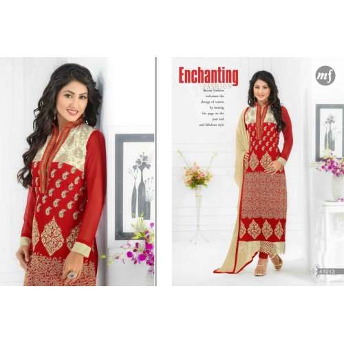 FIESTA RED HEENARI PARTY WEAR GEORGETTE SHALWAR SUIT - Asian Party Wear