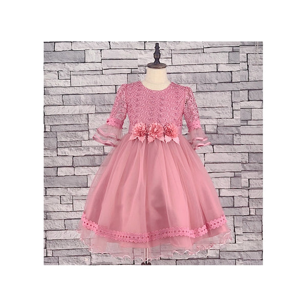 GIRLS D/PINK ORGANZA FLOUNCE TULLE DRESS (3-13 YEARS) 2 weeks delivery - Asian Party Wear