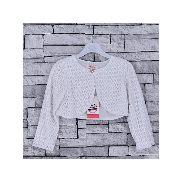 GIRLS IVORY CROP JACKET 4-13 YEARS - Asian Party Wear
