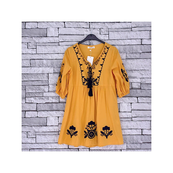 GIRLS MUSTARD KAFTAN DRESS (4-14 YEARS) - Asian Party Wear