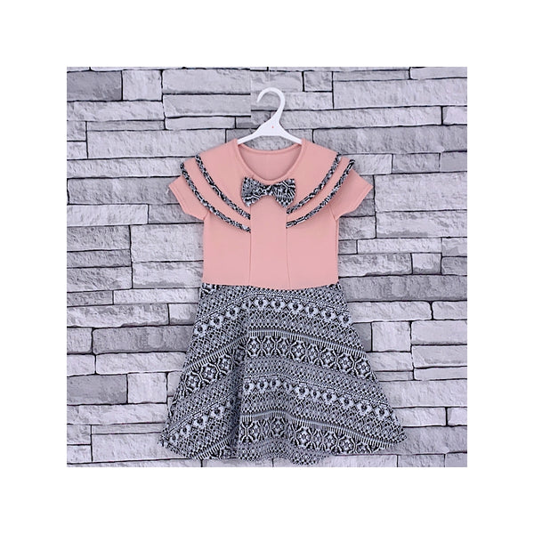 GIRLS SALMON AZTEC SKATER DRESS (2-12 YEARS) - Asian Party Wear