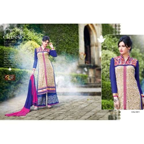 Gold and Blue ROLEX PALAZZO PARTY WEAR DESIGNER DRESS - Asian Party Wear