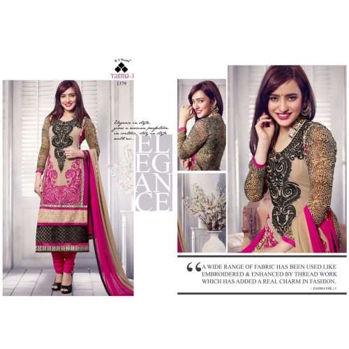 Gold and Pink NEHA SHARMA TAJIMA 3 PARTY WEAR GEORGETTE SALWAR SUIT - Asian Party Wear