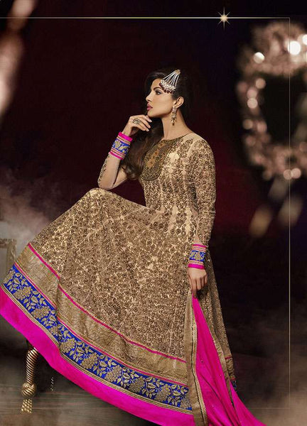 Gold and Pink Priyanka Chopra HEROINE Lime Light Designer Dress - Asian Party Wear