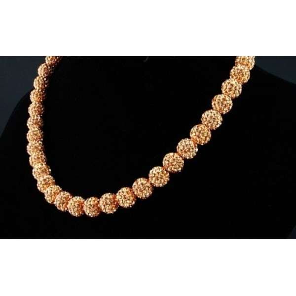 Gorgeous New Full Champane/Gold Crystal Necklace - Asian Party Wear