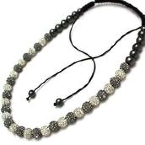 GORGEOUS NEW FULL LILAC GREY & CLEAR CRYSTAL BALLS NECKLACE - Asian Party Wear