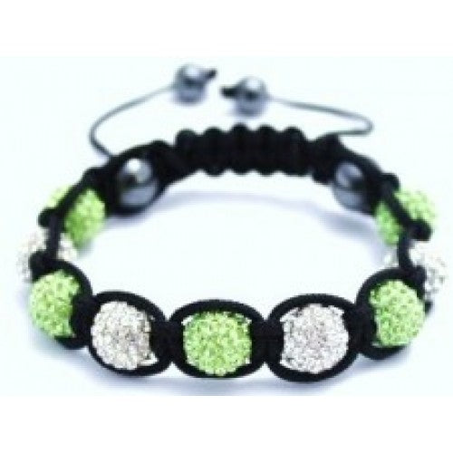GREEN AND WHITE CRYSTAL BALL BRACELET - Asian Party Wear