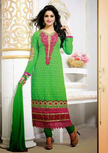 Green Tamanna 2 Georgette Long Length Salwar Kameez - Asian Party Wear