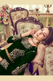 GREEN GEORGETTE INDIAN JACKET STYLE ANARKALI DRESS - Asian Party Wear