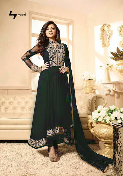 GREEN LT NITYA PARTY WEAR ANARKALI SUIT - Asian Party Wear
