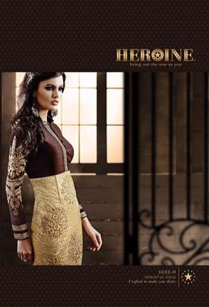 H-5033-H Brown  Heroine Lime Light Priyanka Chopra Gown - Asian Party Wear