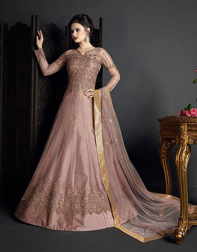 HOT PINK HEAVY EMBROIDERED INDIAN WEDDING GOWN - Asian Party Wear