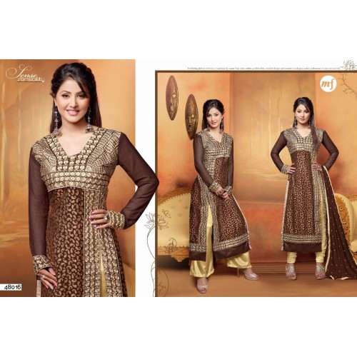 Iced Coffee Brown HASEENA 2 PARTY WEAR SHALWAR KAMEEZ - Asian Party Wear