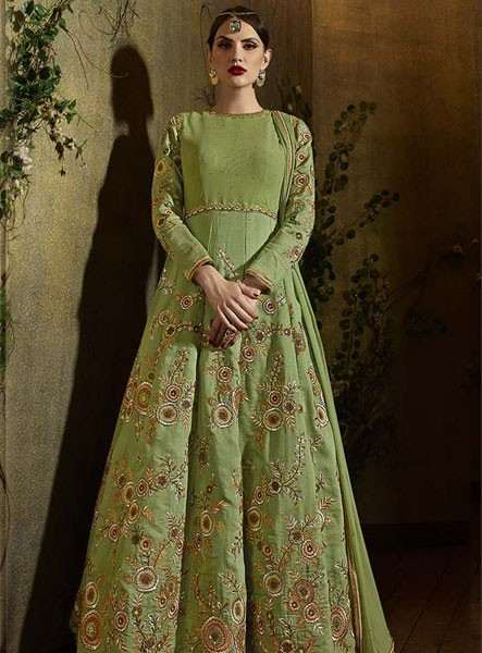 8104 GREEN KARMA TRENDS ANARKALI DRESS - Asian Party Wear