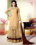 L19008 GOLD LAVINA HEAVY EMBRIODERD DESIGNER DRESS - Asian Party Wear