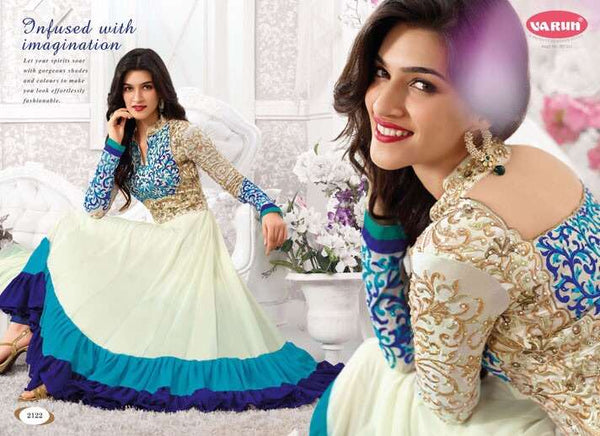 Light Blue And Gold Anakari Dress - Asian Party Wear