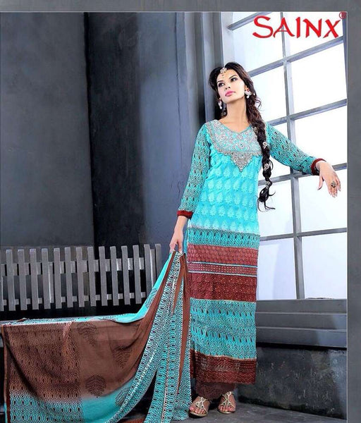 Limpet Shell blue SAJEELE BY SAINX PARTY WEAR SHALWAR KAMEEZ - Asian Party Wear