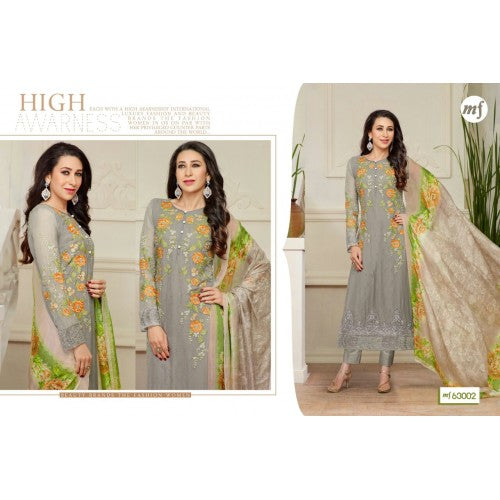 Grey Salwar Kameez Indian Fancy Embroidered Suit - Asian Party Wear
