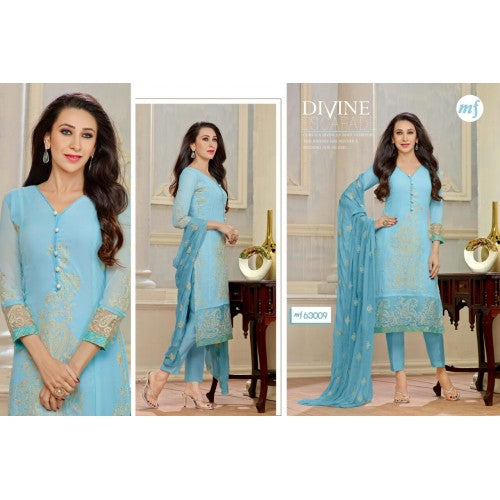 Light Blue Indian Party Suit Designer Salwar Kameez - Asian Party Wear