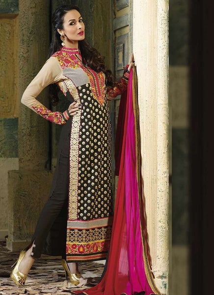 Malaika Arora Khan Glossy Show Stopper Black Party wear - Asian Party Wear