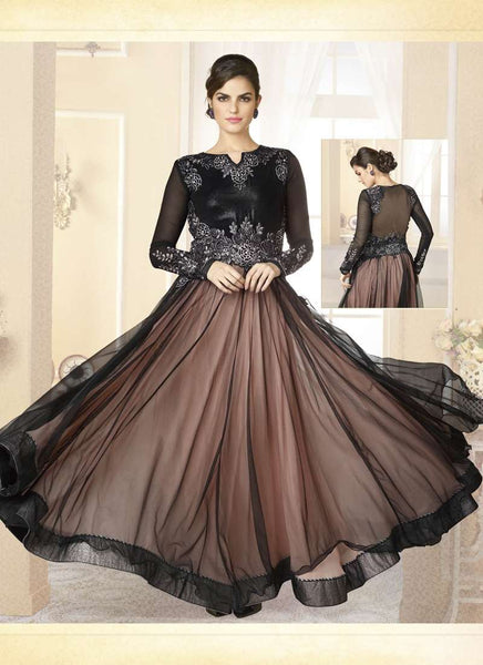 Mehak Black Wedding Wear Georgette & Net Anarkali Suit - Asian Party Wear