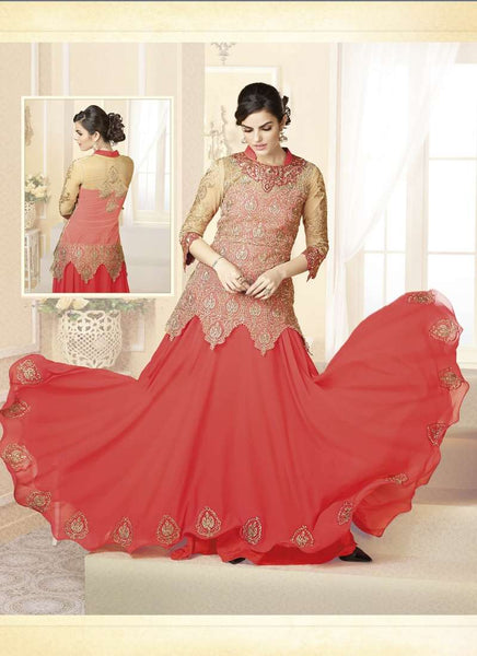Mehak Pink Wedding Wear Georgette & Net Anarkali Suit - Asian Party Wear