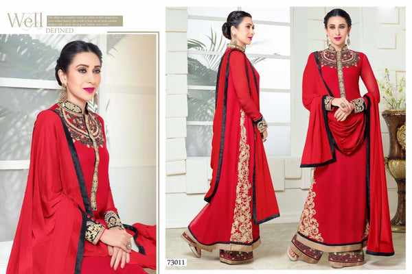 Red Indian Designer Wear Party Salwar Suit - Asian Party Wear