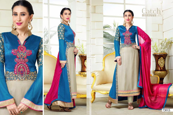 Blue & Fuchsia Designer Party Wear Salwar Suit - Asian Party Wear
