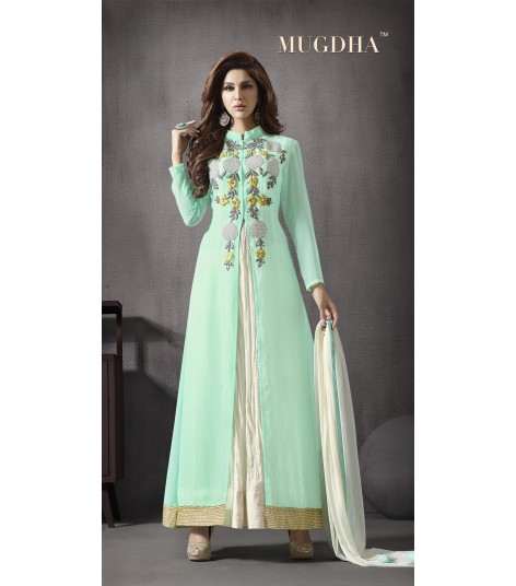 MG10019 LIMPET SHELL SOLITAIRE MUGDHA GEORGETTE ANARKALI SUIT - Asian Party Wear