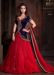 MP21001 Blue With Red Mohini Princess Wedding Wear - Asian Party Wear
