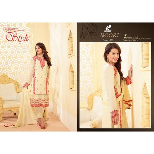N4000 CREAM NOORI DESIGNER GEORGETTE SALWAR KAMEEZ SUIT - Asian Party Wear