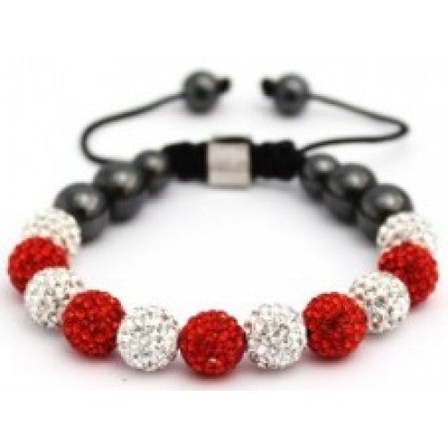 RED AND WHITE CRYSTAL BALL BRACELET - Asian Party Wear