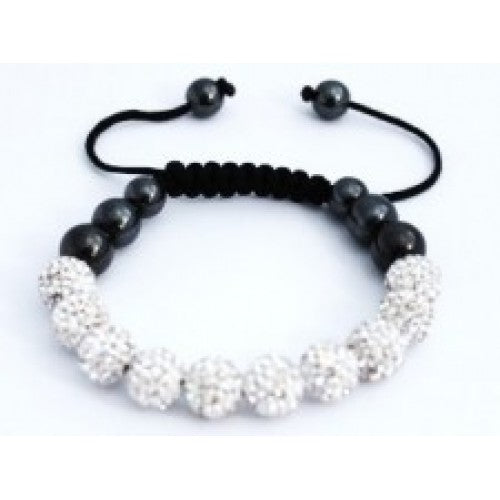 NEW WHITE/SILVER CRYSTAL BALL BRACELET WITHOUT STRING - Asian Party Wear