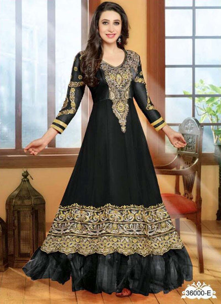 Nonpareil Floor Touch Georgette Anarkali Karishma Kapoor Black Karishma