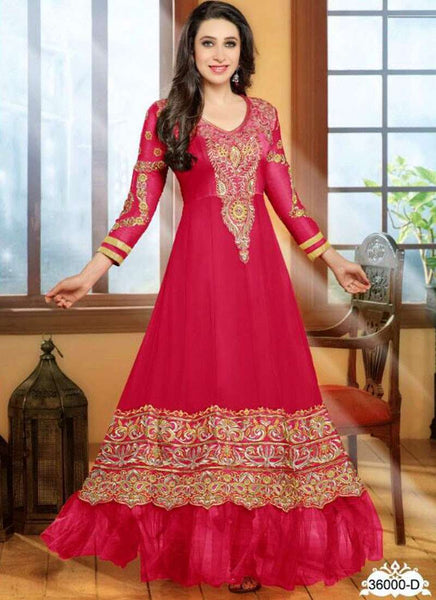 Nonpareil Floor Touch Georgette Anarkali Karishma Kapoor Pink Asian Couture Online