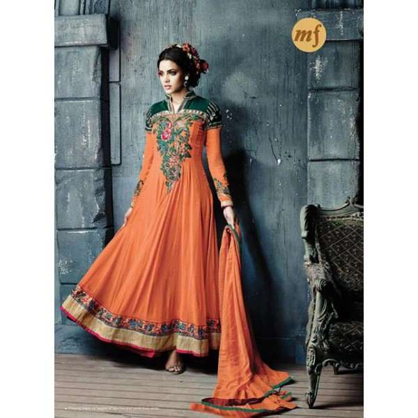 Orange Stunning Hariette Anarkali Salwar Suit 56012 - Asian Party Wear
