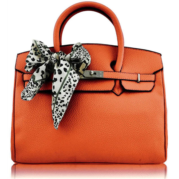 LS00141D - Orange Fashion Scarf Tote Designer Handbag - Asian Party Wear