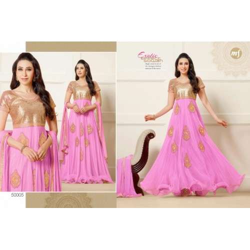 Pink and Gold Embellished Indian Gown Ethnic Wedding Dress - Asian Party Wear
