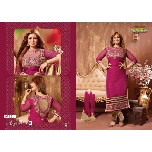 Pink  AYESHA TAKIA PARTY WEAR ISHQ-E-AYESHA SEMI STITCHED SHALWAR KAMEEZ - Asian Party Wear